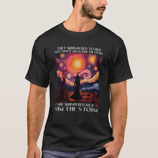 I m The Storm Breast Cancer Witch Halloween Starry T-Shirt (Front)