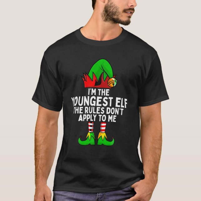 I m The Youngest Elf Matching Family Christmas T S T-Shirt (Front)