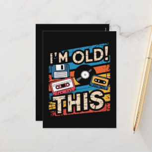 I’m This Old Colourful Retro Music Nostalgia Holiday Postcard