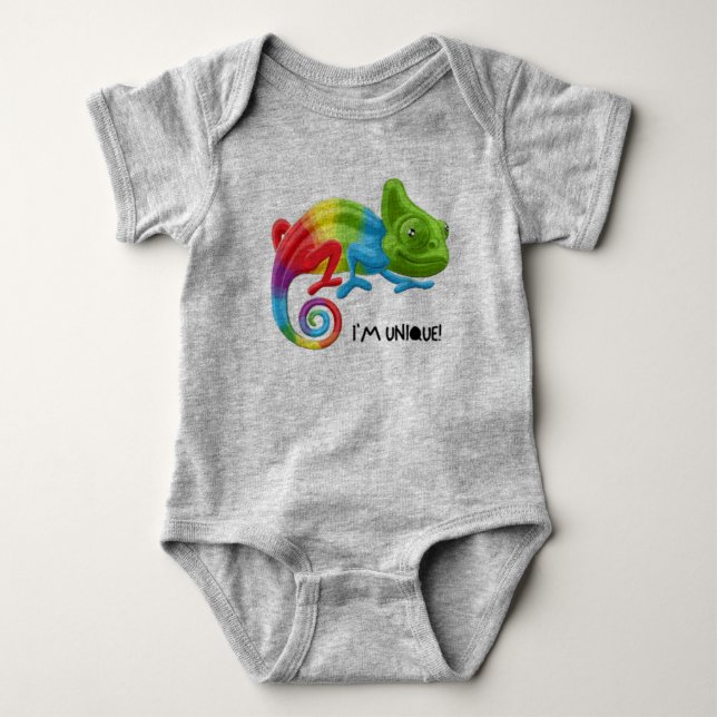 I’m Unique Colourful Chameleon Baby Bodysuit  (Front)