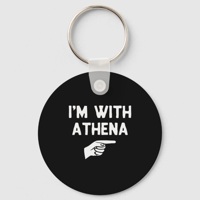 I’m With Athena Funny Halloween Matching Costume  Key Ring (Front)