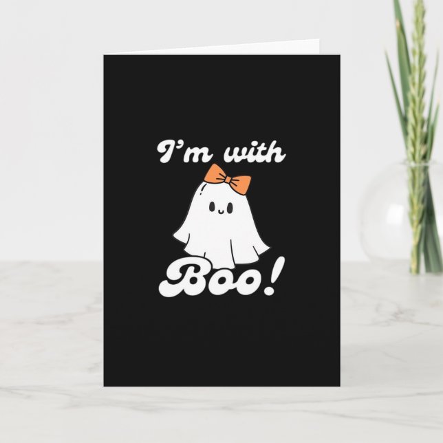 I’m With Boo Funny Retro Card (Front)