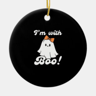 I’m With Boo Funny Retro Ceramic Ornament