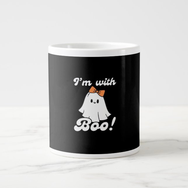 I’m With Boo Funny Retro Large Coffee Mug (Front)