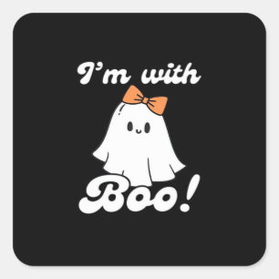 I’m With Boo Funny Retro Square Sticker