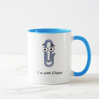 "I`m with Clippy" Coffee Mug - Cyan Outline