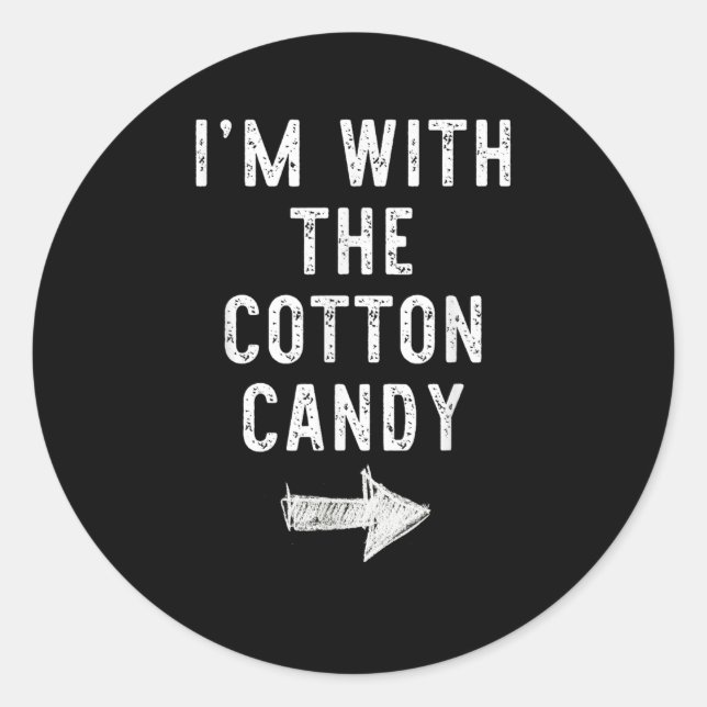 I’m With The Cotton Candy Funny Halloween Couple C Classic Round Sticker (Front)