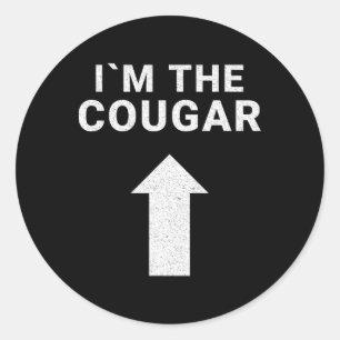 I´m With The Cougar Humour Halloween Birthday Gift Classic Round Sticker