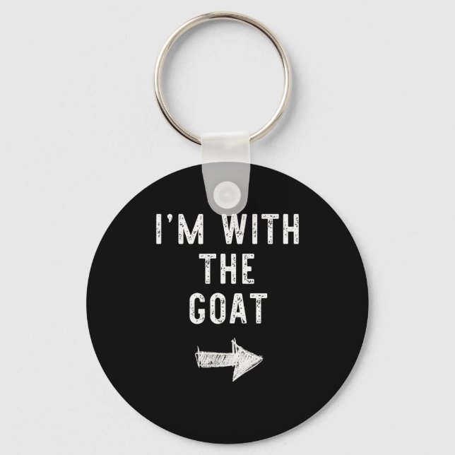 I’m With The Goat Funny Halloween Couple Costume  Key Ring (Front)