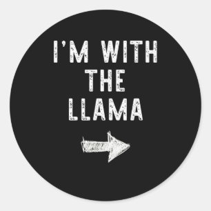I’m With The Llama Funny Halloween Couple Costume Classic Round Sticker
