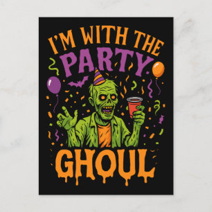 I’m With the Party Ghoul, Halloween costume Holiday Postcard