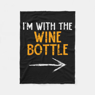 I’m With The Wine Bottle Halloween Matching Couple Fleece Blanket
