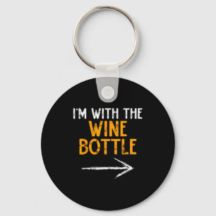 I’m With The Wine Bottle Halloween Matching Couple Key Ring