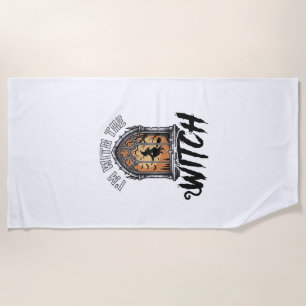 I’m With The Witch Vintage Halloween Beach Towel
