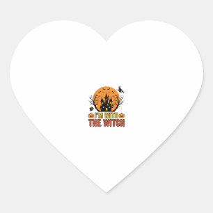 I’m With The Witch Vintage Halloween Castle Design Heart Sticker