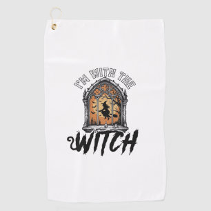 I’m With The Witch Vintage Halloween Golf Towel