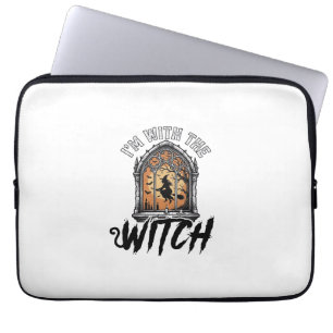 I’m With The Witch Vintage Halloween Laptop Sleeve