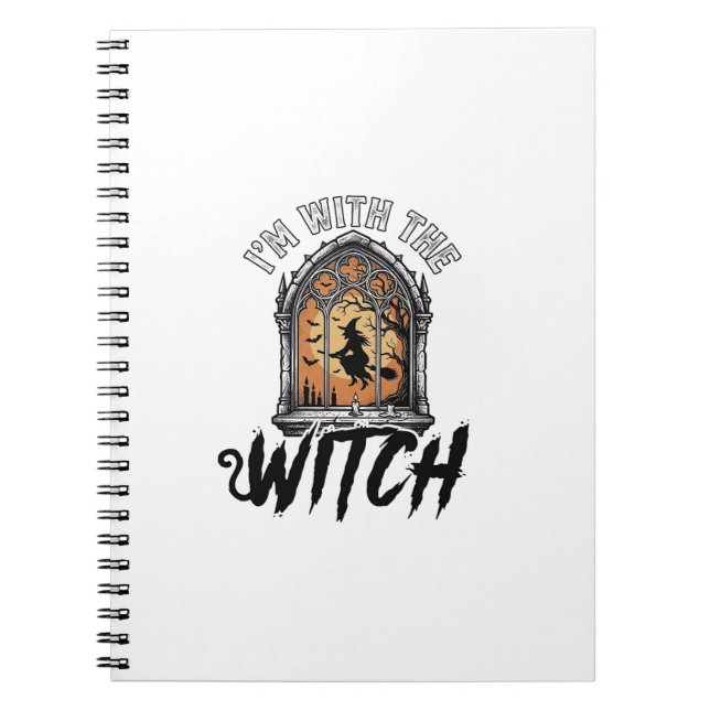 I’m With The Witch Vintage Halloween Notebook (Front)