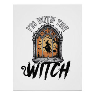 I’m With The Witch Vintage Halloween Poster