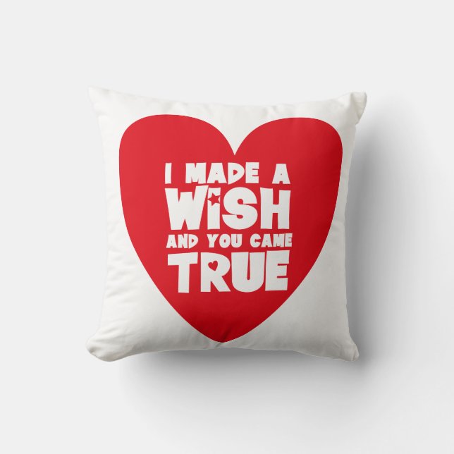 I MADE A WISH Love Heart Cushion (Front)