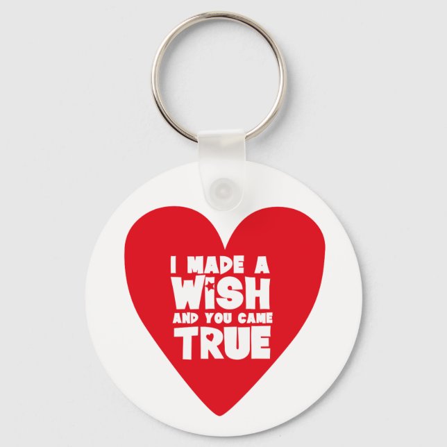 I MADE A WISH love heart Key Ring (Front)