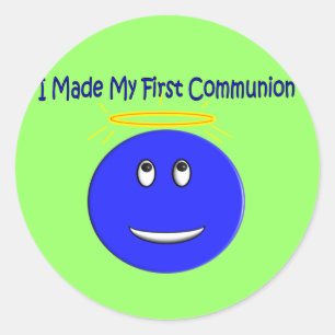 I Made My First Communion Blue Classic Round Sticker