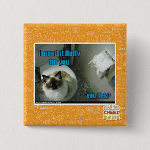 I maed it fluffy fur you 15 cm square badge