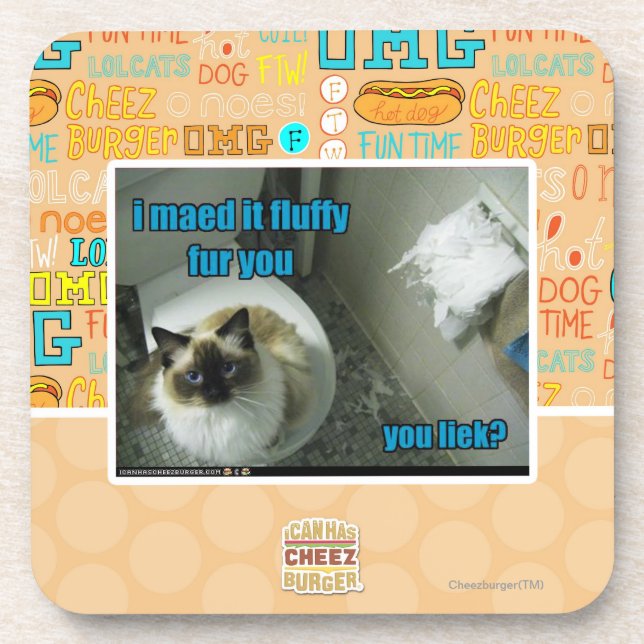 I maed it fluffy fur you coaster (Front)