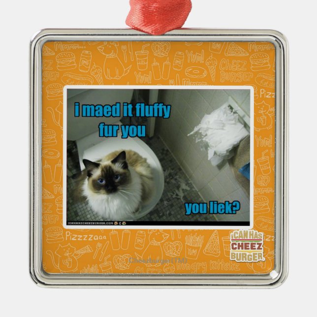 I maed it fluffy fur you metal ornament (Front)