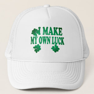 I Make My Own Luck Trucker Hat with Clover Design