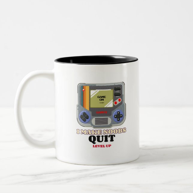 I Make Noobs Rage Quit Level Up Two-Tone Coffee Mug (Left)