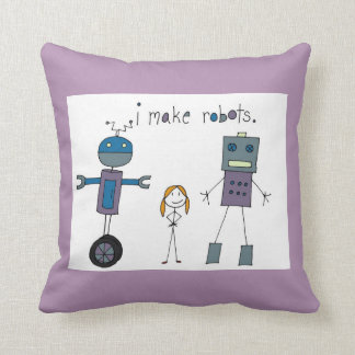 I Make Robots Pillow (Girl)
