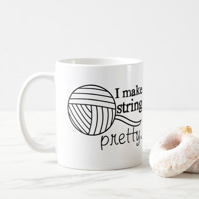 I Make String Pretty Yarn + Crafts Coffee Mug (With Donut)