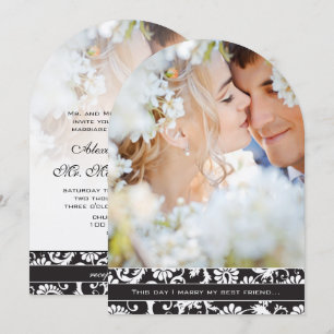 I marry my Best Friend Photo Damask Wedding Invitation