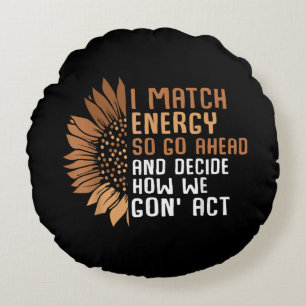 I Match Energy Empowerment African American Afro W Round Cushion