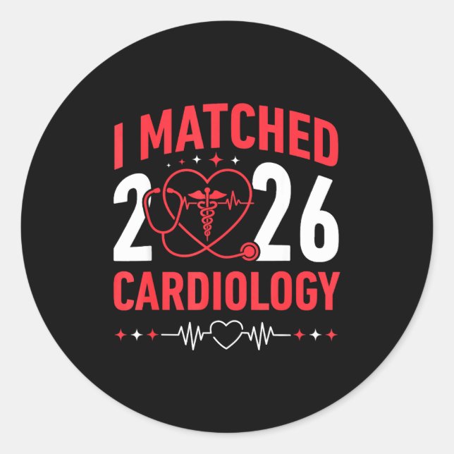 I Matched Cardiology Match Day 2026 Residency Resi Classic Round Sticker (Front)