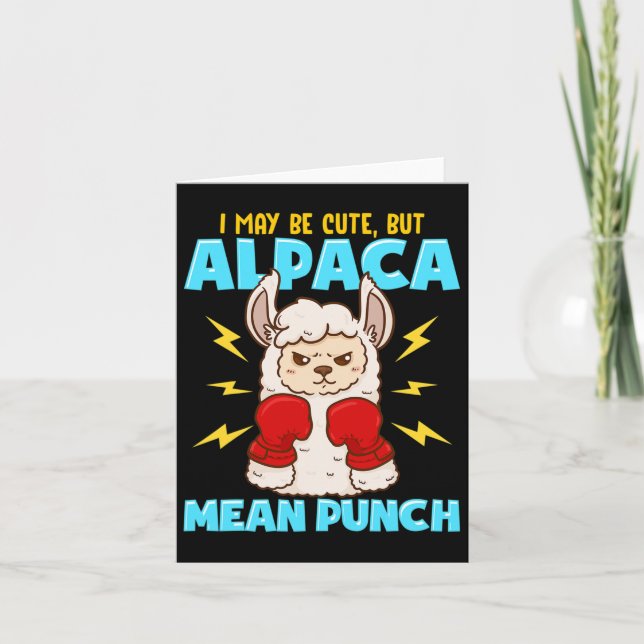 I May Be Cute But Alpaca Mean Punch Funny Boxer Ll Card (Front)