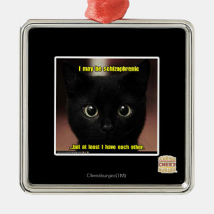 I may be schizophrenic metal ornament