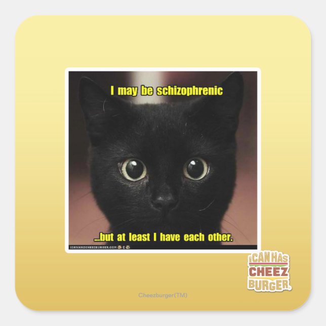 I may be schizophrenic square sticker (Front)