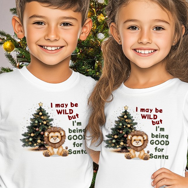 I May Be Wild Christmas Lion Kids T-Shirt (I May Be Wild Christmas Lion Kids T-Shirt)
