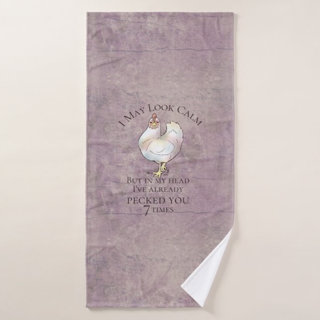 "I May Look Calm" Chicken Bath Towel (Bath Towel)