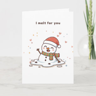 I Melt for You Cute Puchi Dōshi Snowman Card