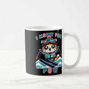 I Meow For Pow Funny Kawaii Cat Skiing Cool Anime Coffee Mug