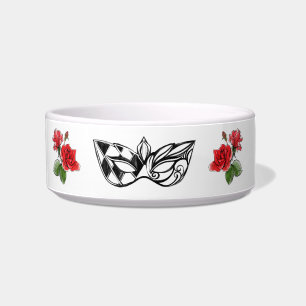 *~* I MEOW IN ITALIAN VENETIAN MASK RED ROSES BOWL