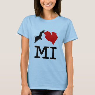 I ♥ MI (I heart Michigan) light, small print T-Shirt