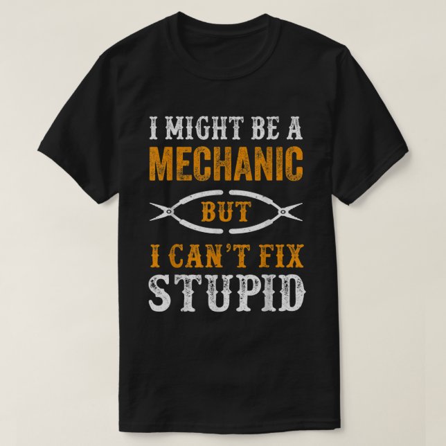 I Might Be A Mechanic But I Can't Fix Stupid T-Shirt (Design Front)