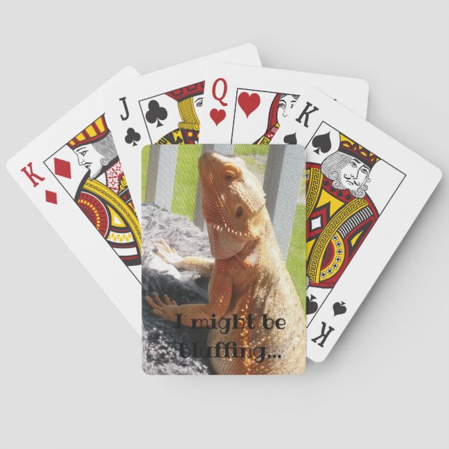 I might be bluffing Funny Bearded Dragon Print Playing Cards (Back)
