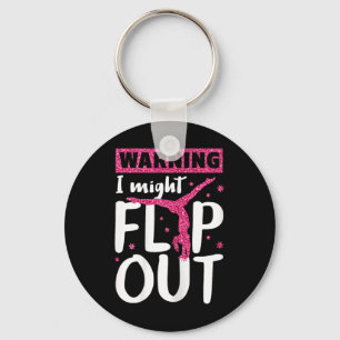 I Might Flip Out Funny Gymnast T Shirt Cheerleadin Key Ring