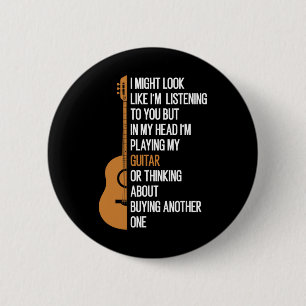 I Might Look Like I'm Listening To You But In My H 6 Cm Round Badge