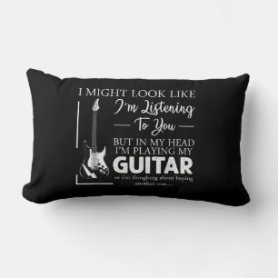 I Might Look Like Im Listening to You Music Guitar Lumbar Cushion